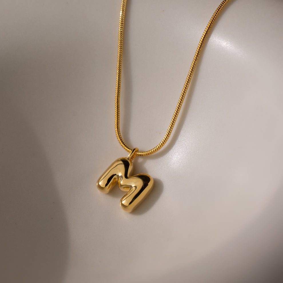 Bold Gold Plated Initial "M" Pendant Necklace