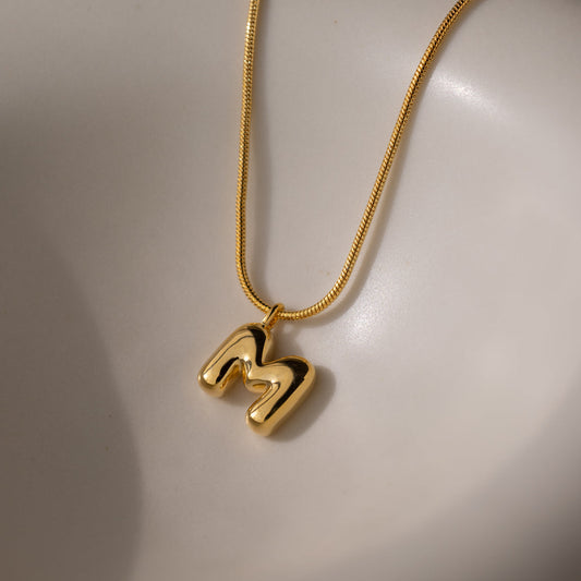 Bold Gold Plated Initial "M" Pendant Necklace