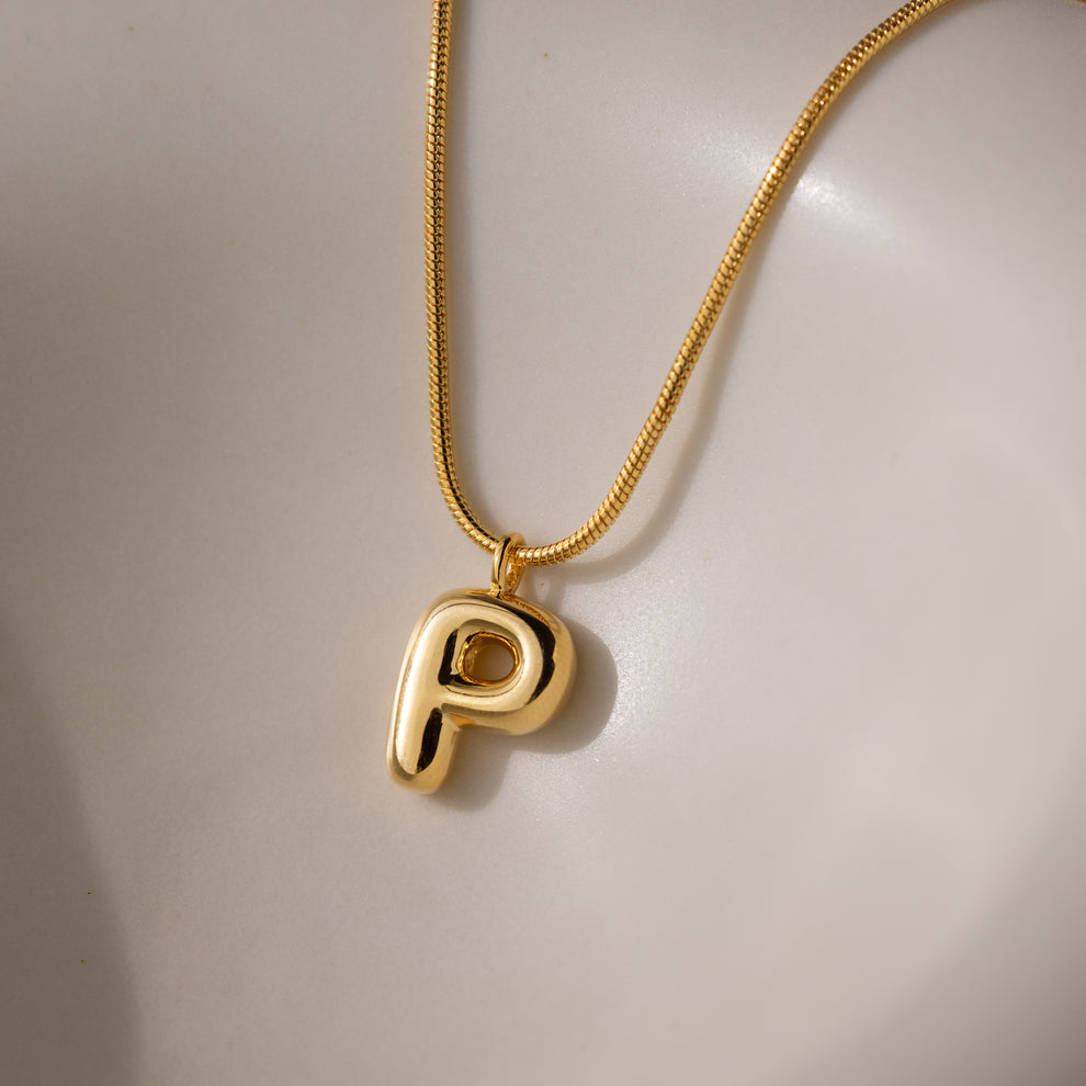 Gold-Plated Initial "P" Pendant Necklace