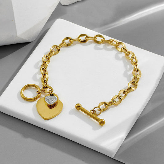 Anti-Tarnish Gold Plated Heart Charm Bracelet 💛✨