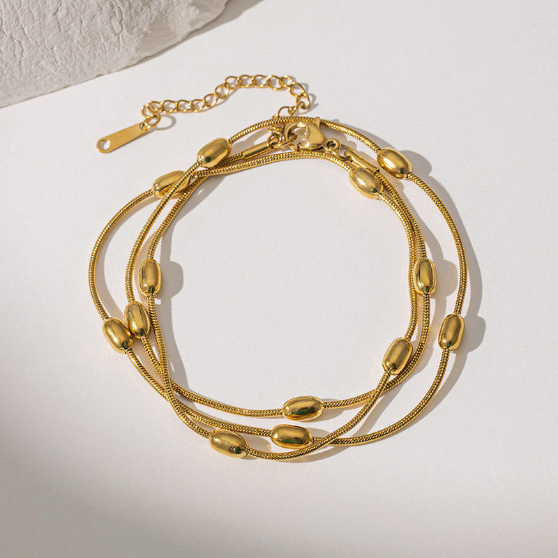 Anti-Tarnish Gold Plated Multipurpose Chain & Bracelet – Multi-Layer Beaded Design
