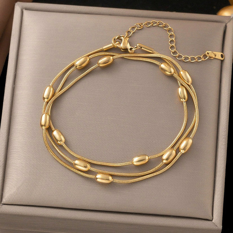 Anti-Tarnish Gold Plated Multipurpose Chain & Bracelet – Multi-Layer Beaded Design