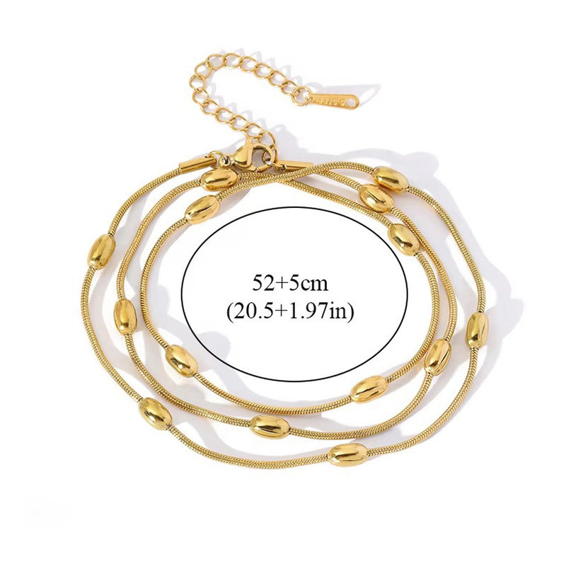 Anti-Tarnish Gold Plated Multipurpose Chain & Bracelet – Multi-Layer Beaded Design