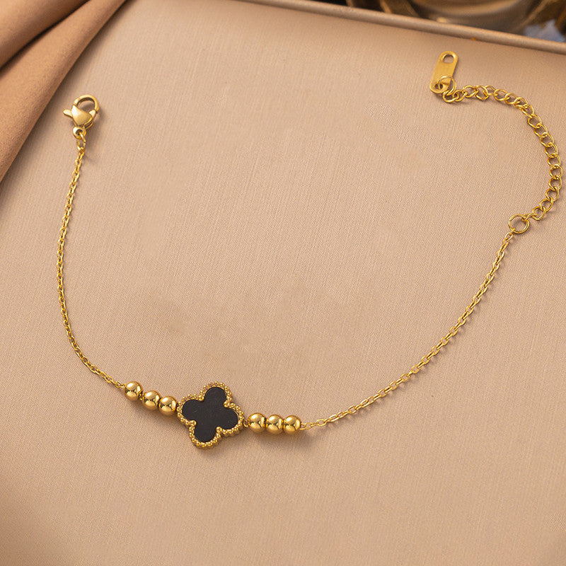 Anti-Tarnish Gold Plated Black Clover Bracelet 🍀✨