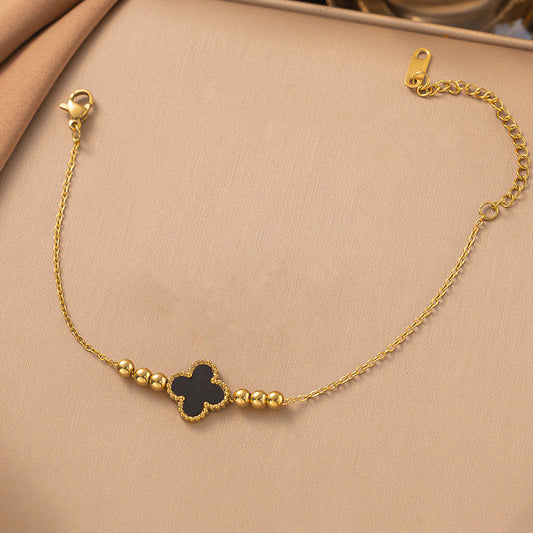 Anti-Tarnish Gold Plated Black Clover Bracelet 🍀✨