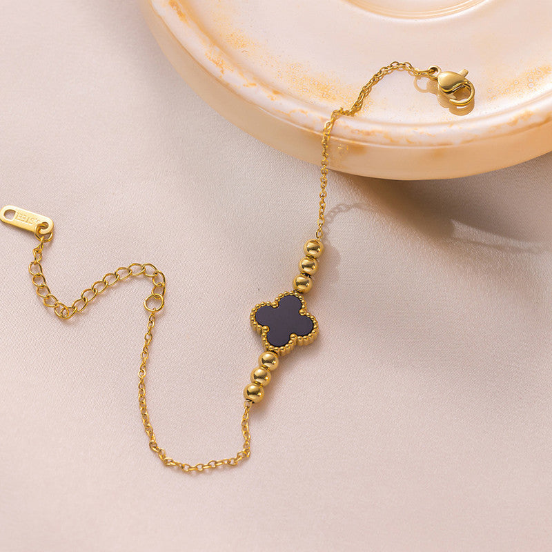 Anti-Tarnish Gold Plated Black Clover Bracelet 🍀✨