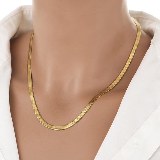 Anti-Tarnish Gold Herringbone Snake Chain Necklace