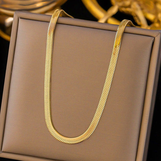 Anti-Tarnish Gold Herringbone Snake Chain Necklace
