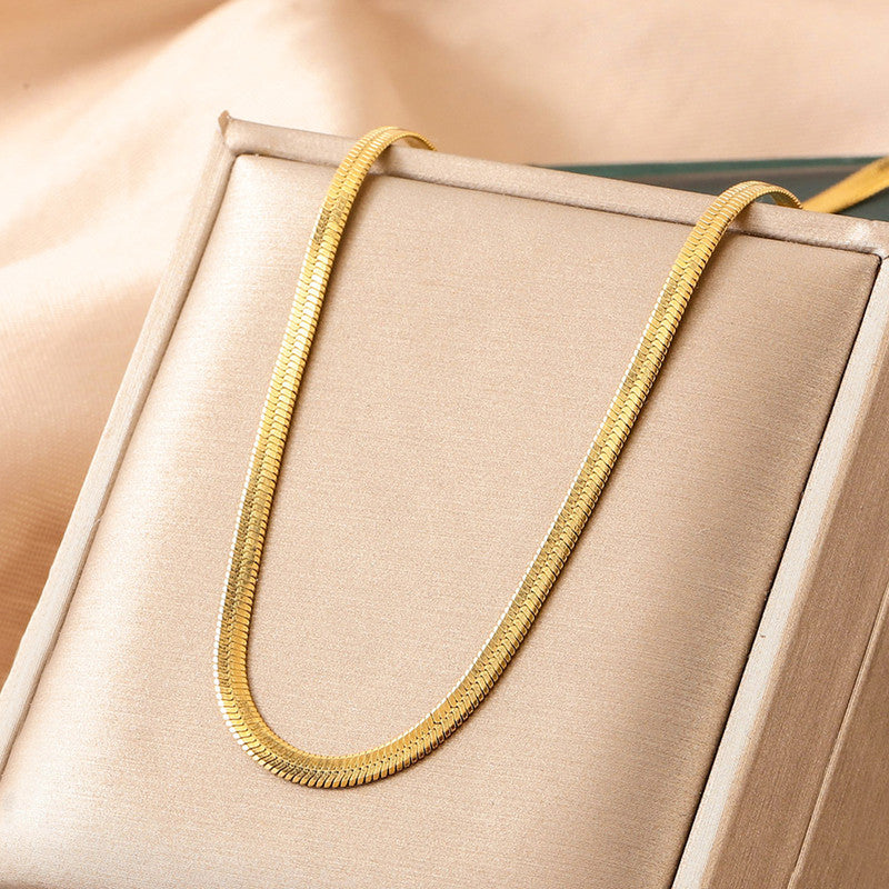Anti-Tarnish Gold Herringbone Snake Chain Necklace