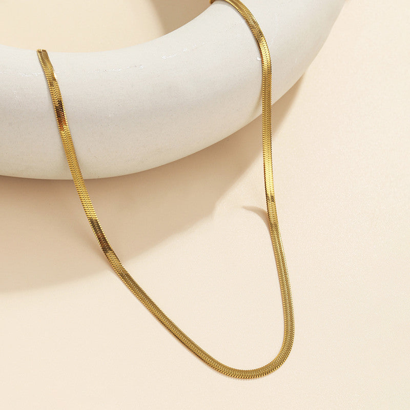 Anti-Tarnish Gold Herringbone Snake Chain Necklace