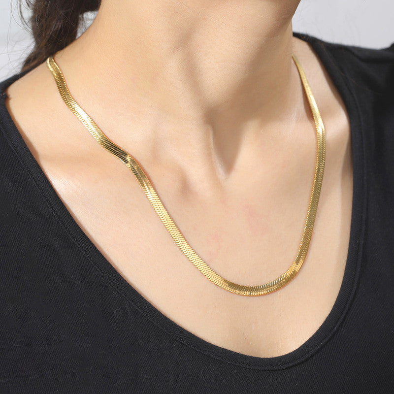 Anti-Tarnish Gold Herringbone Snake Chain Necklace