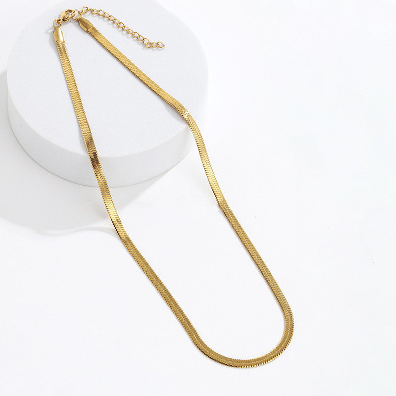 Anti-Tarnish Gold Herringbone Snake Chain Necklace