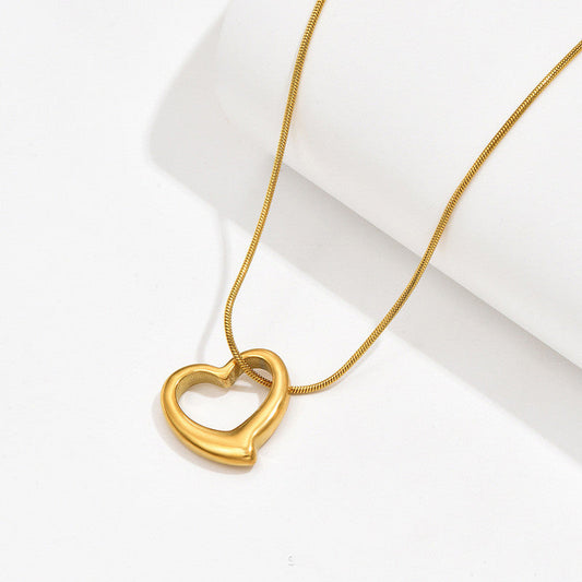 Anti-Tarnish Open Heart Gold Pendant Necklace