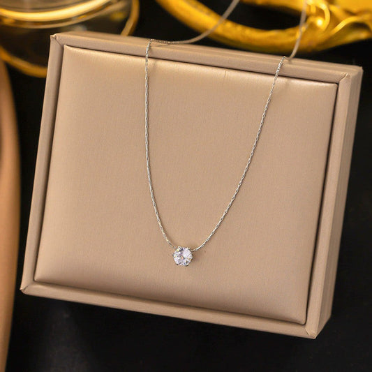Anti-Tarnish Silver Plated Solitaire Pendant Necklace 💎✨