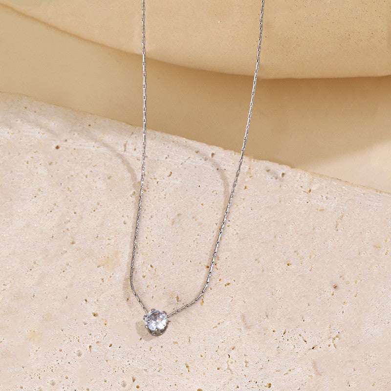Anti-Tarnish Silver Plated Solitaire Pendant Necklace 💎✨
