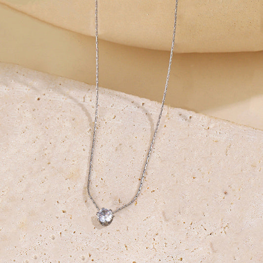 Anti-Tarnish Silver Plated Solitaire Pendant Necklace 💎✨