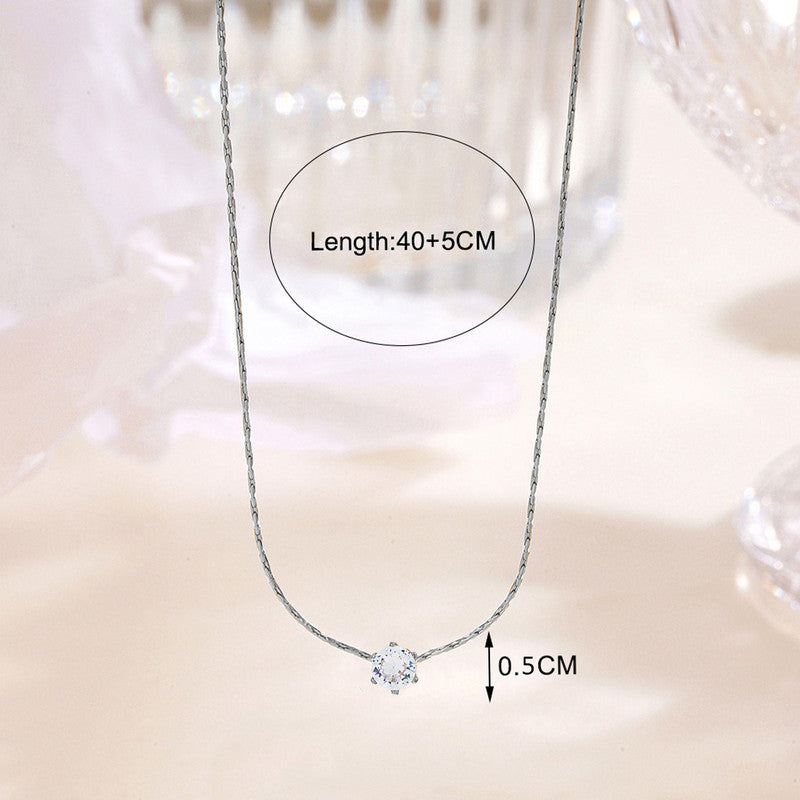 Anti-Tarnish Silver Plated Solitaire Pendant Necklace 💎✨