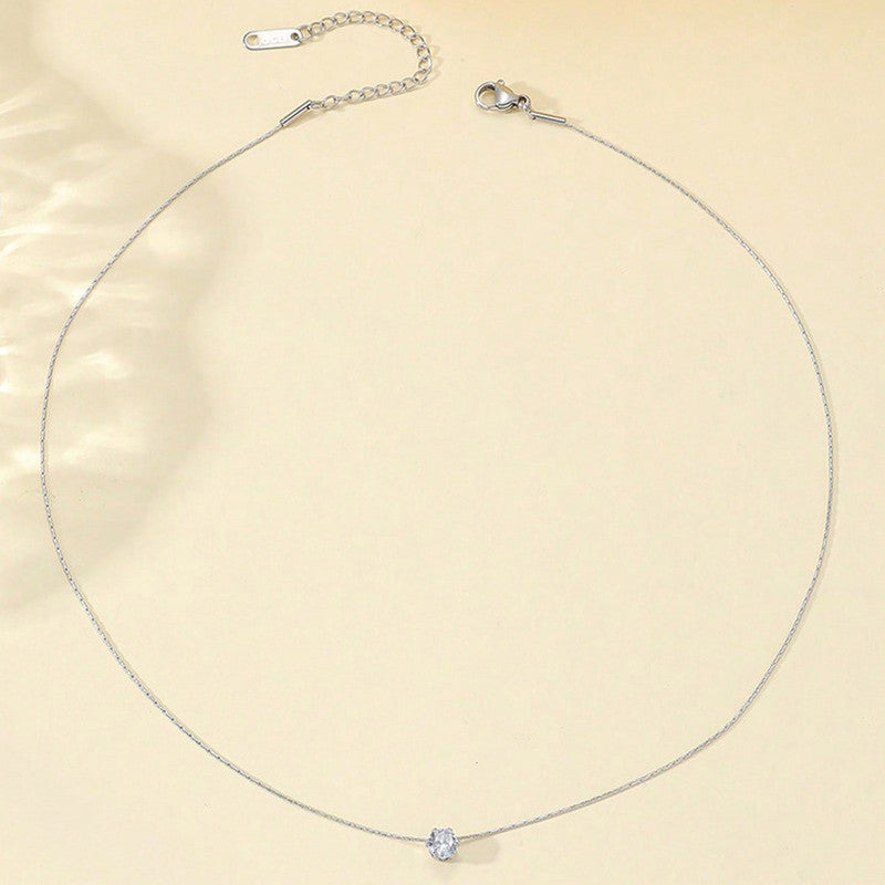 Anti-Tarnish Silver Plated Solitaire Pendant Necklace 💎✨
