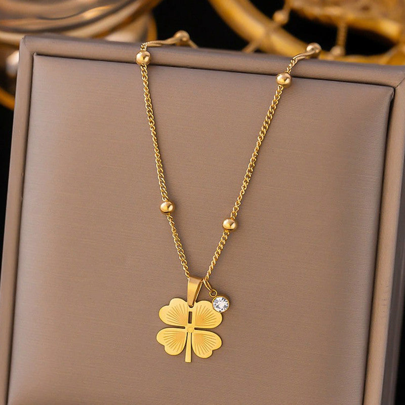 Anti-Tarnish Gold Plated Four-Leaf Clover Pendant Necklace 🌿✨