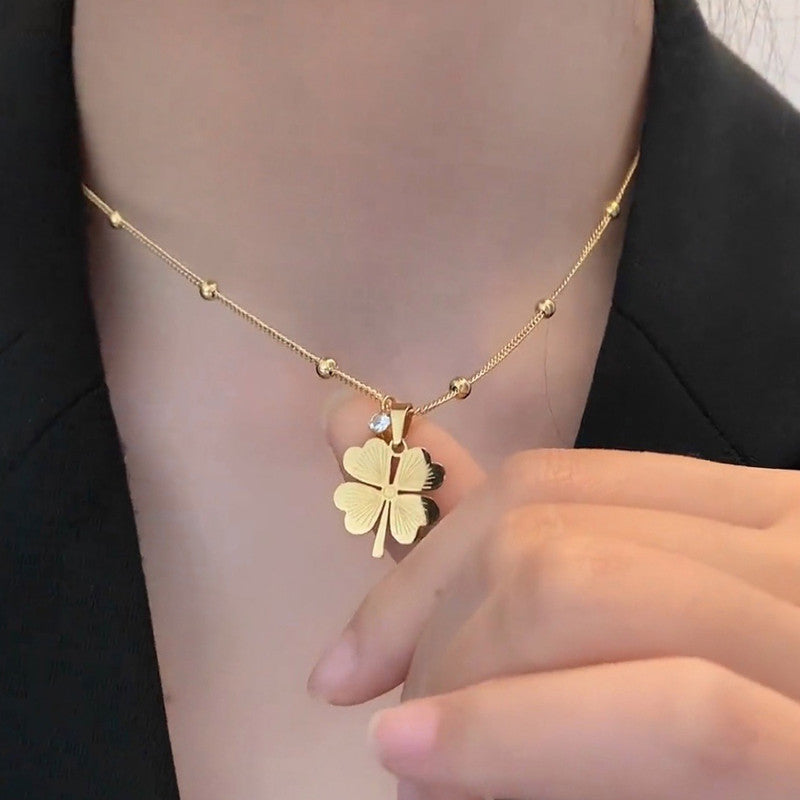 Anti-Tarnish Gold Plated Four-Leaf Clover Pendant Necklace 🌿✨
