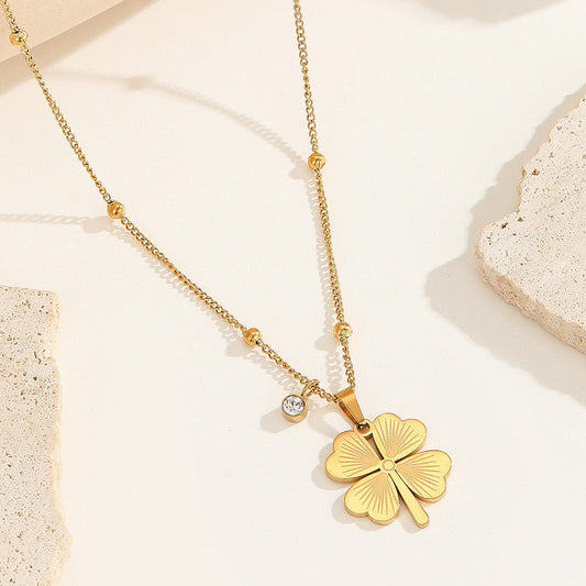 Anti-Tarnish Gold Plated Four-Leaf Clover Pendant Necklace 🌿✨