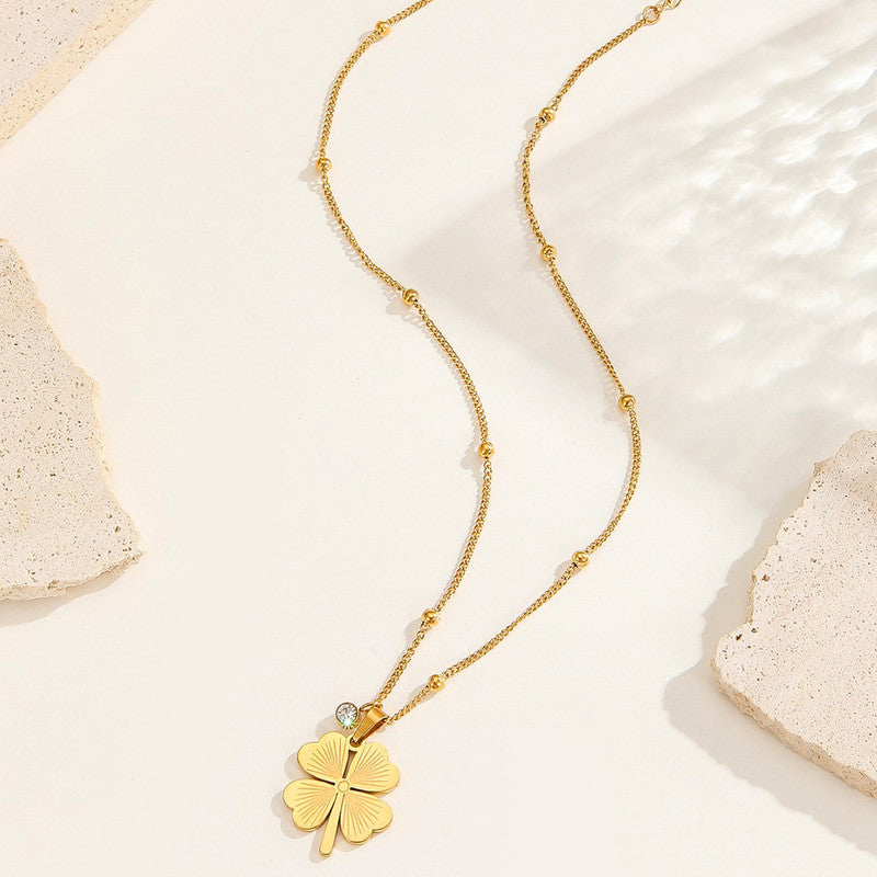 Anti-Tarnish Gold Plated Four-Leaf Clover Pendant Necklace 🌿✨