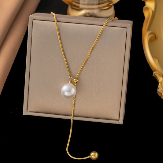Anti-Tarnish Gold Plated Pearl Drop Y Necklace ✨🤍