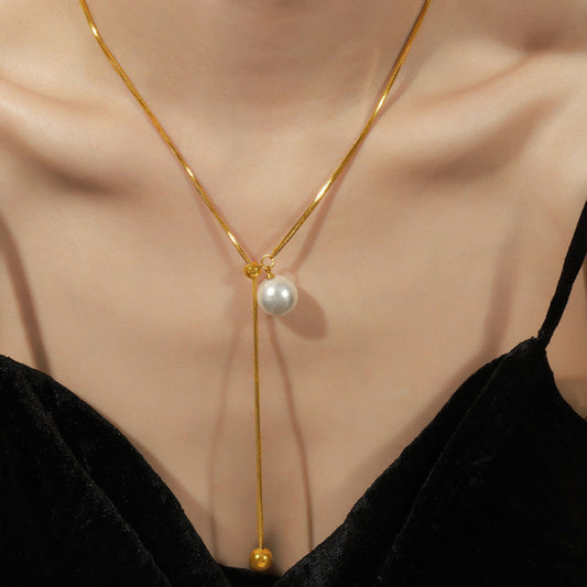 Anti-Tarnish Gold Plated Pearl Drop Y Necklace ✨🤍