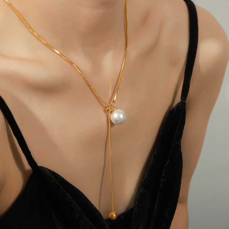Anti-Tarnish Gold Plated Pearl Drop Y Necklace ✨🤍