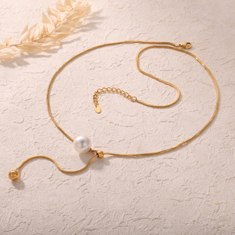 Anti-Tarnish Gold Plated Pearl Drop Y Necklace ✨🤍