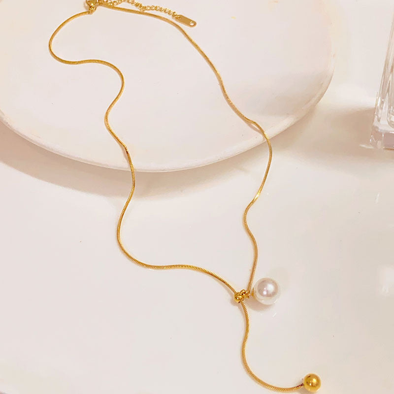Anti-Tarnish Gold Plated Pearl Drop Y Necklace ✨🤍