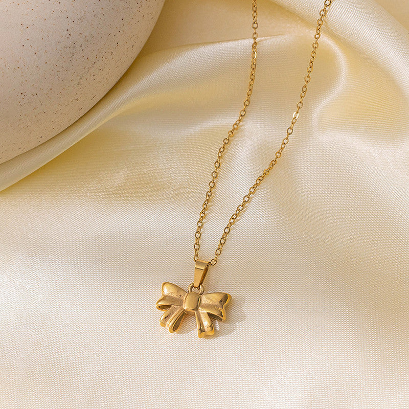 Anti-Tarnish Gold Plated Bow Pendant Necklace 🎀✨