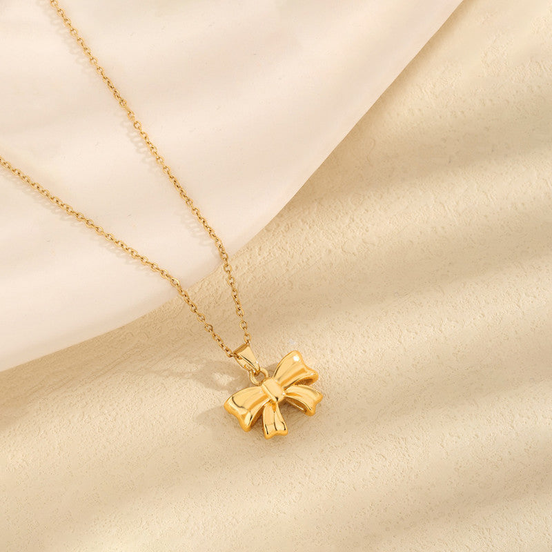 Anti-Tarnish Gold Plated Bow Pendant Necklace 🎀✨
