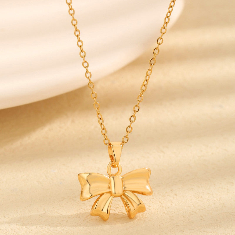 Anti-Tarnish Gold Plated Bow Pendant Necklace 🎀✨