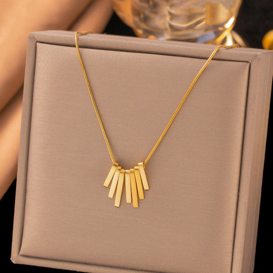 Anti-Tarnish Gold Plated Geometric Bar Pendant Necklace ✨💛