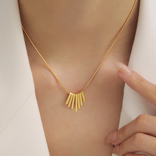 Anti-Tarnish Gold Plated Geometric Bar Pendant Necklace ✨💛