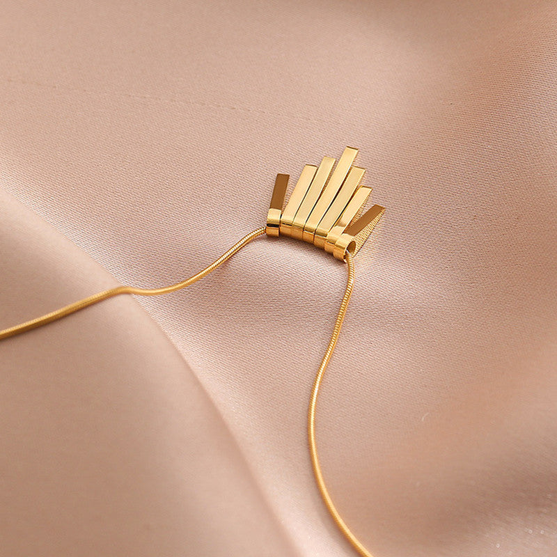 Anti-Tarnish Gold Plated Geometric Bar Pendant Necklace ✨💛