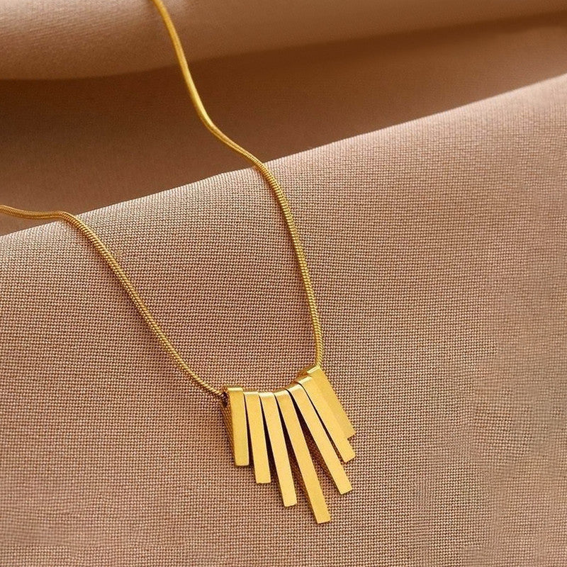 Anti-Tarnish Gold Plated Geometric Bar Pendant Necklace ✨💛
