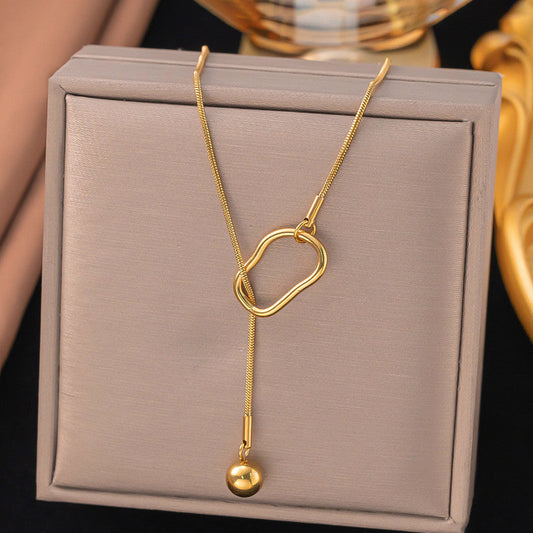 Anti-Tarnish Gold Plated Long Abstract Pendant Necklace ✨💛