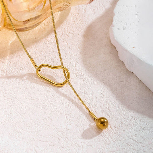 Anti-Tarnish Gold Plated Long Abstract Pendant Necklace ✨💛