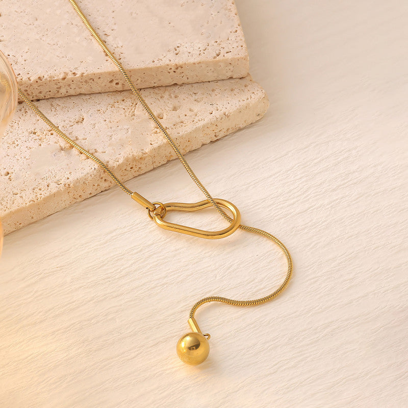 Anti-Tarnish Gold Plated Long Abstract Pendant Necklace ✨💛