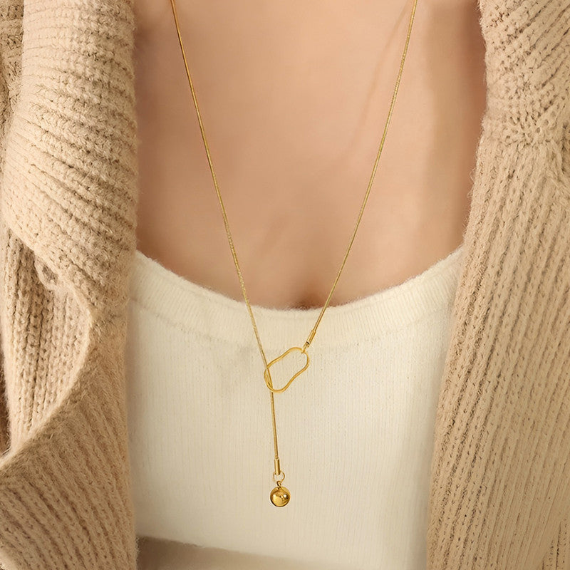 Anti-Tarnish Gold Plated Long Abstract Pendant Necklace ✨💛