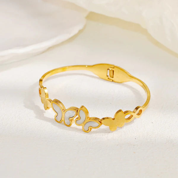 Gold-Plated Butterfly Kada Bracelet for Women | Elegant Anti-Tarnish Jewelry
