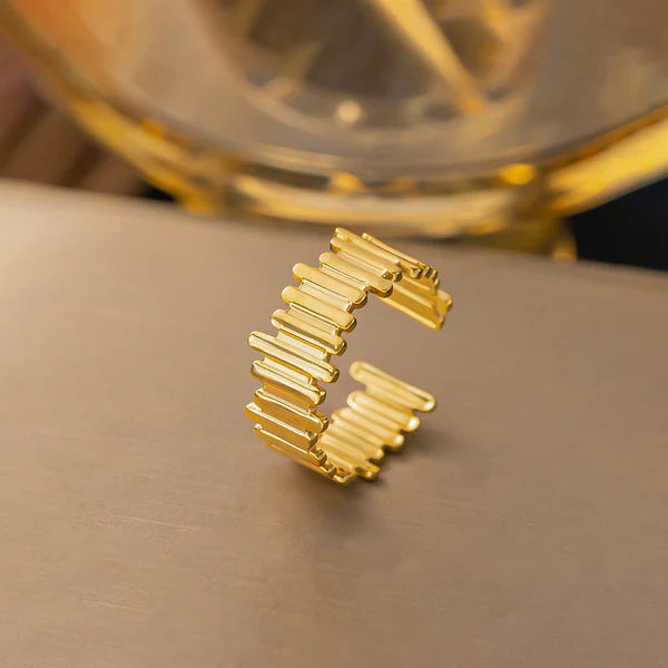 Gold Plated Anti Tarnish Geometric Band Finger Ring