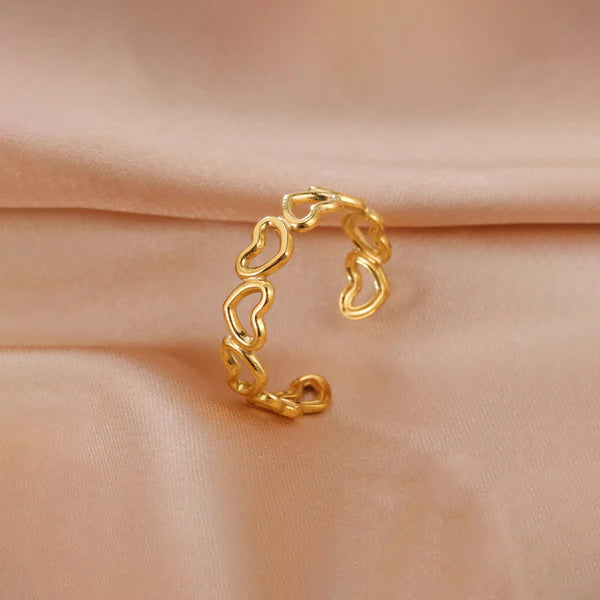 Gold Plated Anti Tarnish Heart Finger Ring