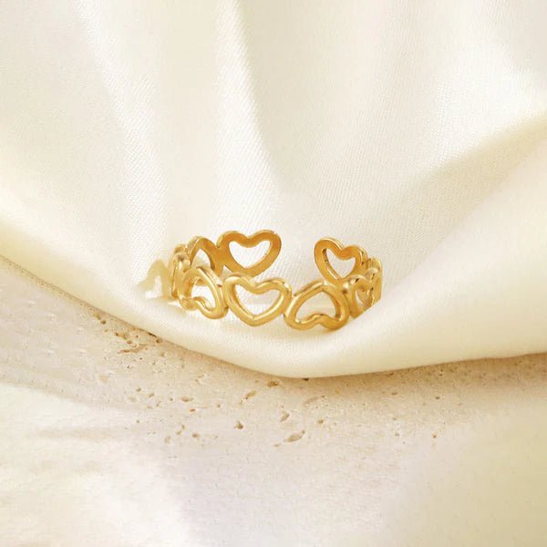Gold Plated Anti Tarnish Heart Finger Ring