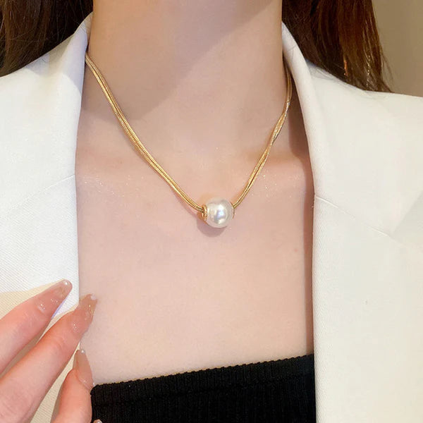 Elegant Pearl Pendant Gold Plated Anti Tarnish Necklace