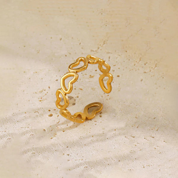 Gold Plated Anti Tarnish Heart Finger Ring