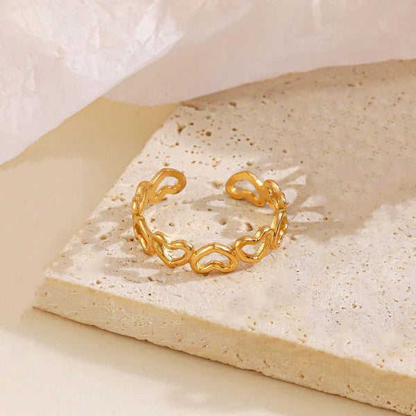 Gold Plated Anti Tarnish Heart Finger Ring