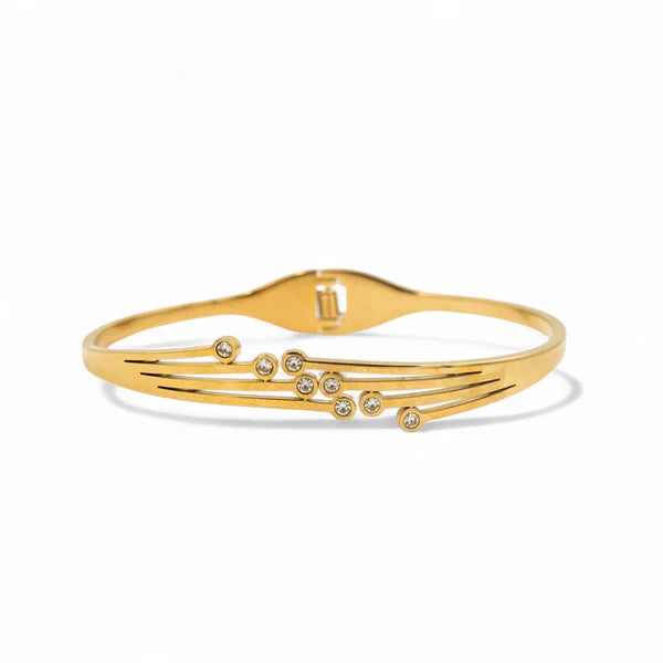 Elegant Crystal Line Anti-Tarnish Gold Plated Kada / Bracelet